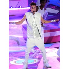  Justin Bieber White Leather Vest