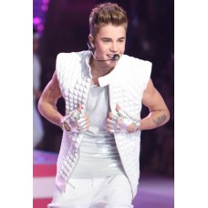  Justin Bieber White Leather Vest