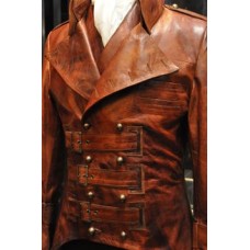 Military Brown Steampunk Leather Jacket