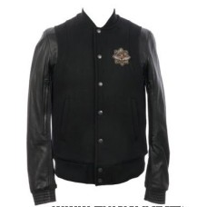 Teddy Varsity Leather Sleeve Baseball Jacket